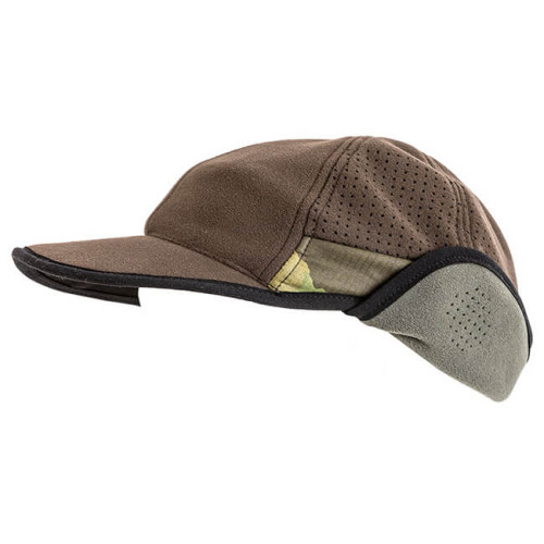 WB cap with ear cover, brown + czech wood